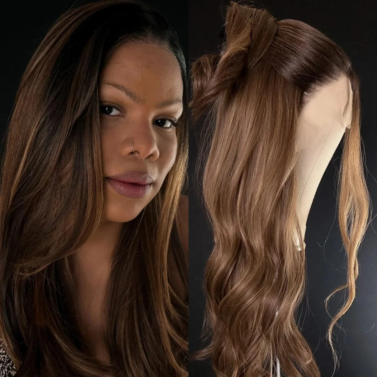 Luxury Synthetic Lace Wigs Blonde Brown Highlight Wig Loose Deep Wavy 24 Inches Synthetic Lace Frontal Wigs Realistic Look Hair