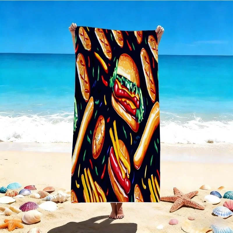 Donut Beach Towel Microfiber Colorful Sweet Donuts Fruit Pattern Bath Towels Large Quick Dry Swimming Blanket Vacation Shawl
