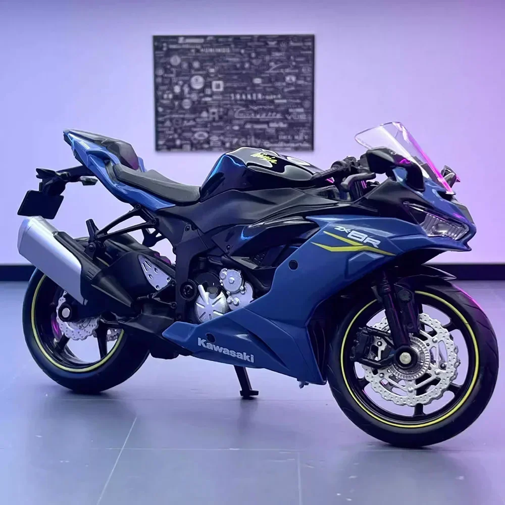 1:12 Kawasaki Motors Toys NinjaX6R Metal Diecasats Motorcycle Model With Front Wheel Steering Alloy Fuel Tank Toy For Kids' Gift