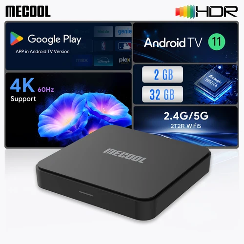 MECOOL TVBox KM7 SE Android 11 certificado por Google con 2G + 32G S905Y4 BT5.1 WiFi 2,4G y 5G AV1 HDR Google Voice Media Player Box