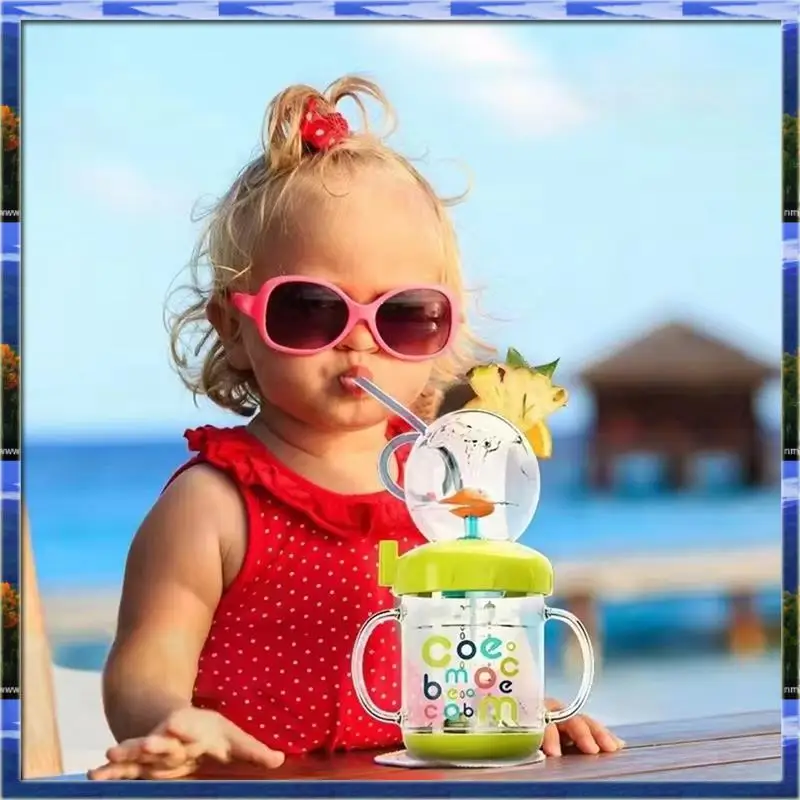 AS59 -Tumbler para fonte de baleia 220ml - removível, tampa de palha, design à prova de poeira, armazenável - verde grama