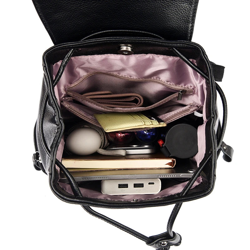 High quality Large Capacity Ladies anti-theft Backpack Mommy Bag Double Shoulder Bag PU Material Soft Waterproof schoolbag 0A view 4