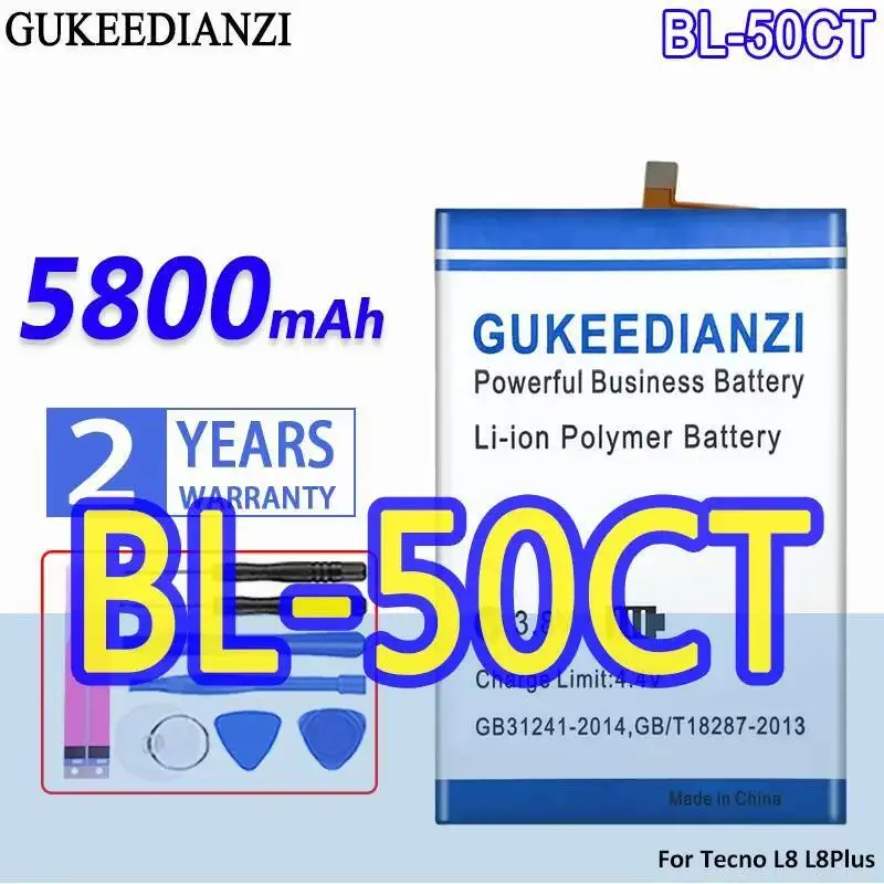 

Стабильный аккумулятор мобильного телефона емкостью 5800 мАч с быстрой зарядкой BL-50CT для Tecno L8 L8plus