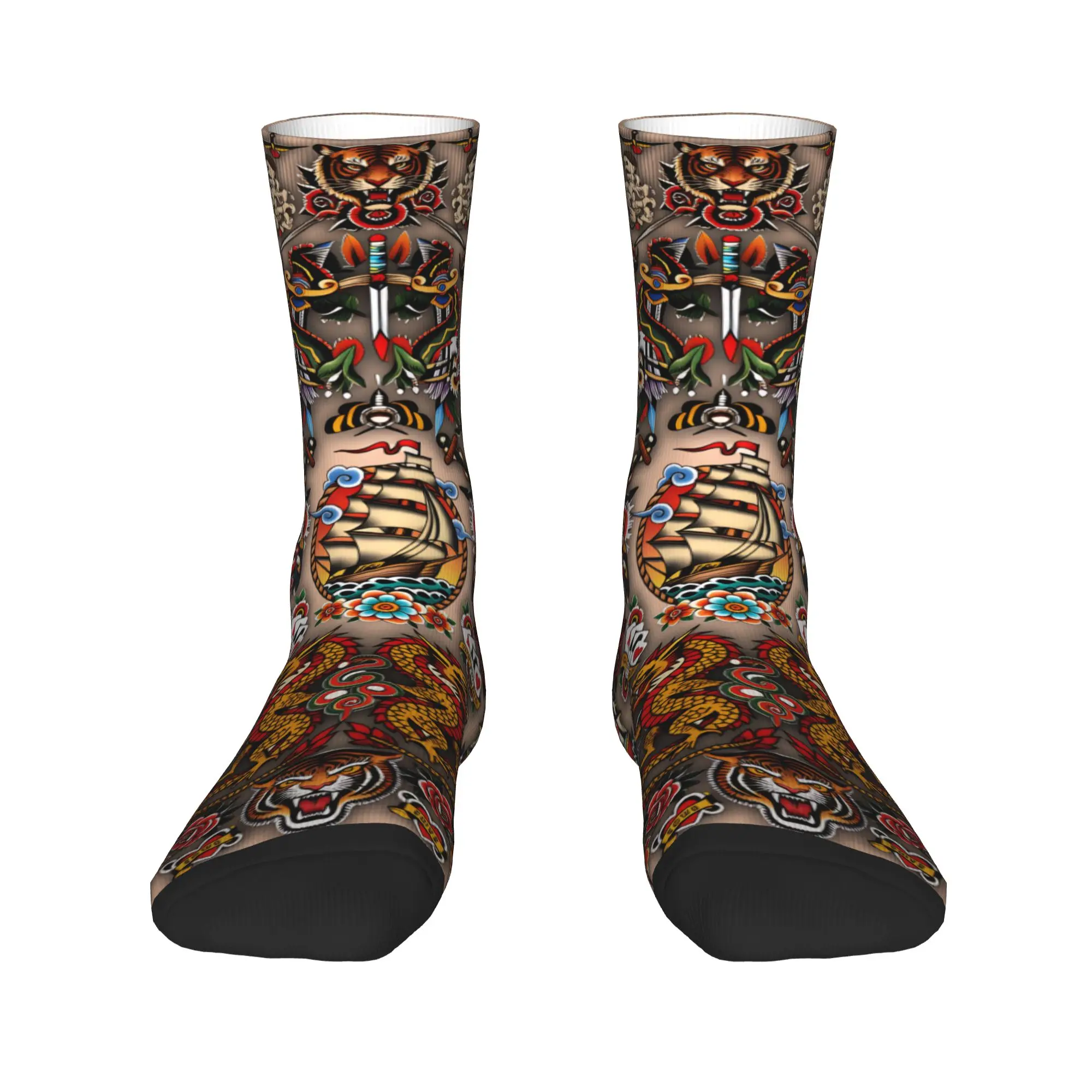 American Traditional Tattoo Socks  Graphic Stockings Anti Skid Couple Socks Soft Breathable Autumn Casual Outdoor Socks