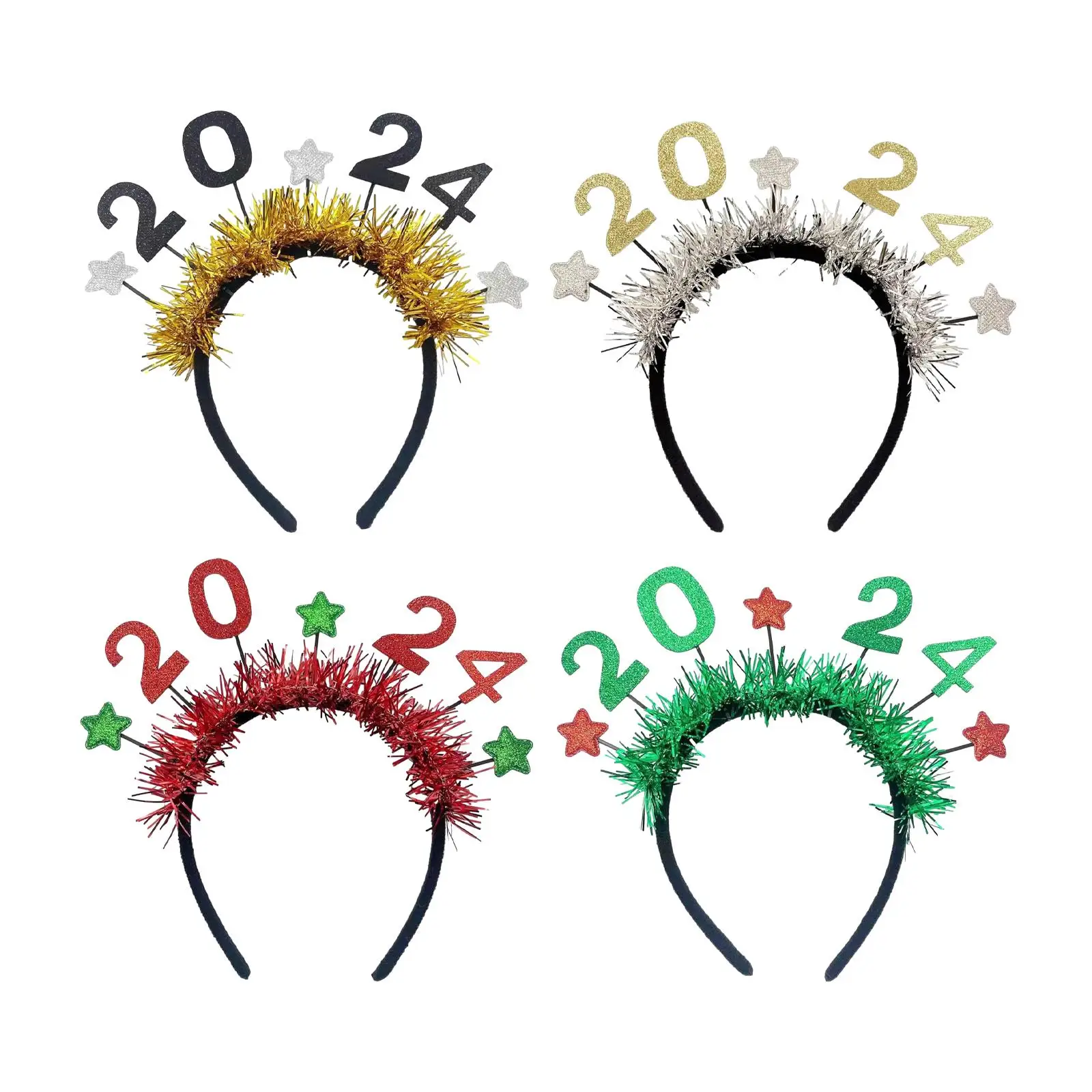 2024 New Year Headband Headwear Hairhoop Headdress for Stage Performance Carnival Party Supplies