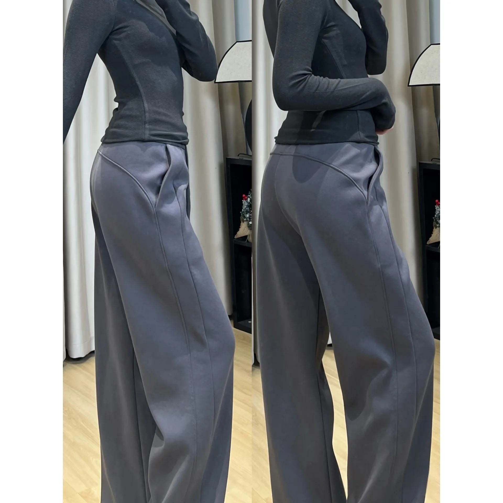 

Женские облегающие спортивные штаны Lulu Spor, повседневные драпированные широкие брюки на подкладке с высокой талией, полиэфирное волокно