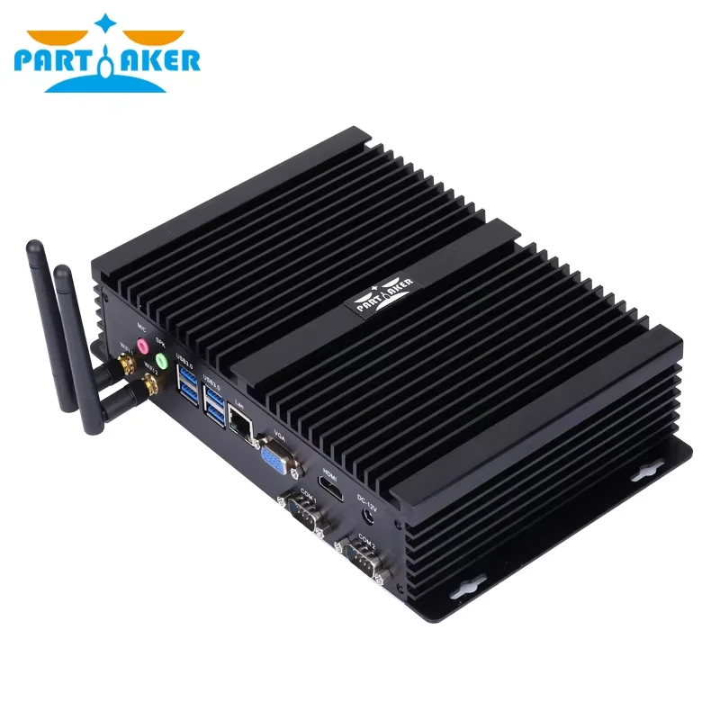 Partaker Fanless Mini PC Intel Core i7-8550U/i7-8565U Windows 10/11 6xLAN Industrial Computer Firewall VPN Router