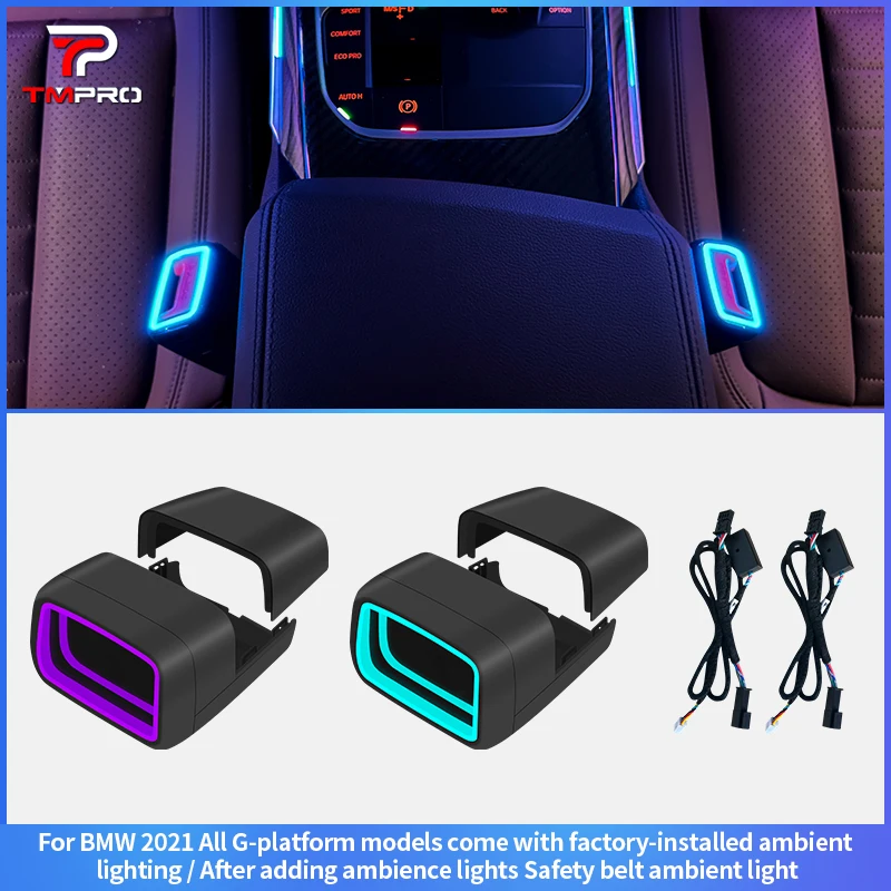 11 Colors Ambient Light For BMW 2 3 4 5 6GT 7 8 Series G20 G30 G05 G06 G07 G01 G80 i3 i4 M3 M4 LED Seat Belts Safety Buckle Lamp