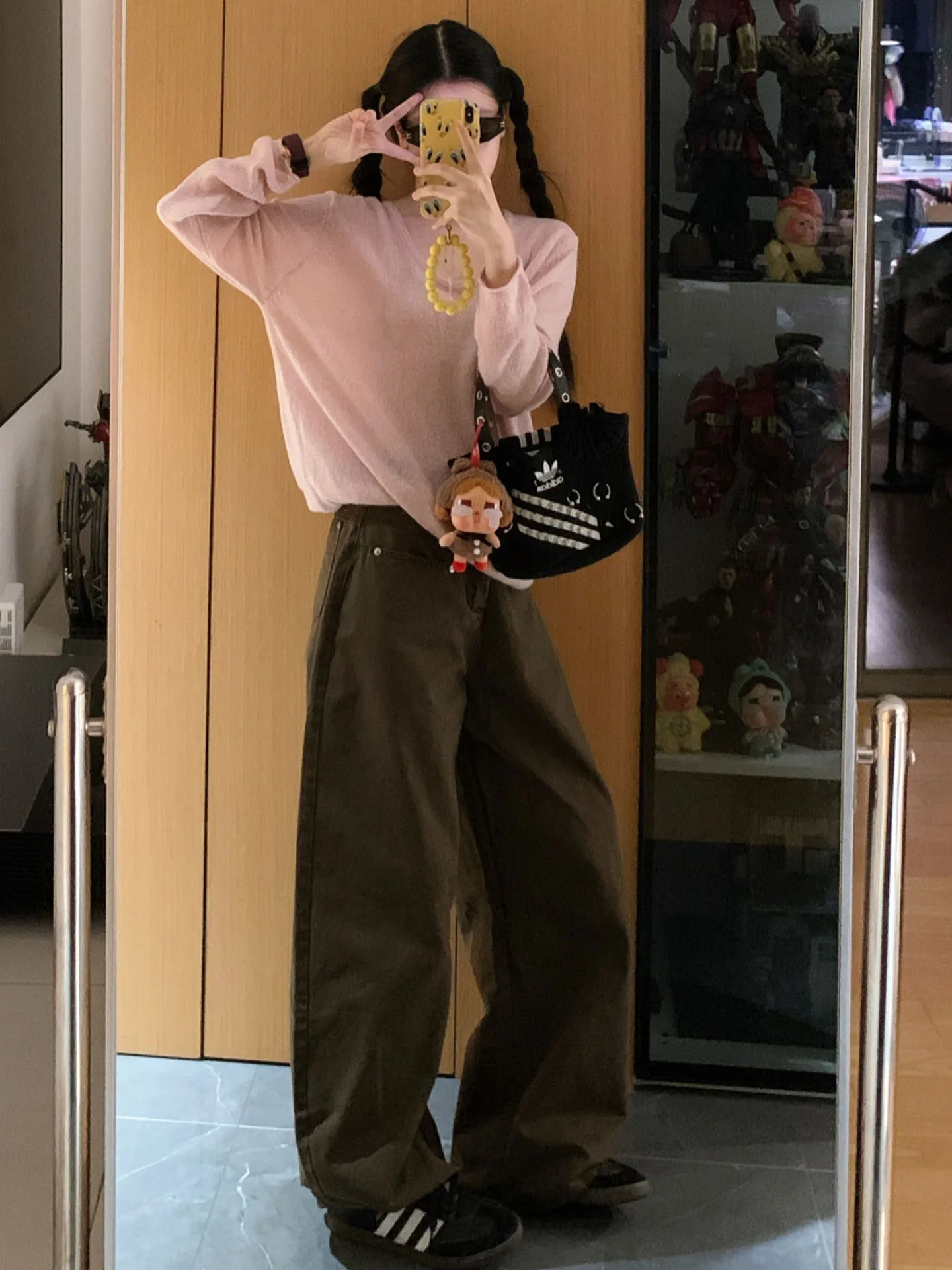 

High Waist Wide Leg Denim Jeans Women's Brown Coffee Lazy Loose Drapey Knife Pants Autumn New Style Casual Cotton