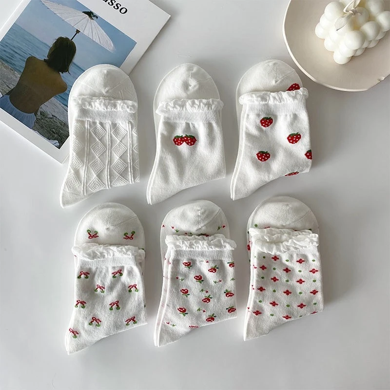 1/6 أزواج من الجوارب غير الرسمية المريحة متوسطة الطول لربيع وخريف، جوارب طويلة كرتونية لطيفة جديدة، جوارب نسائية عصرية متعددة الاستخدامات