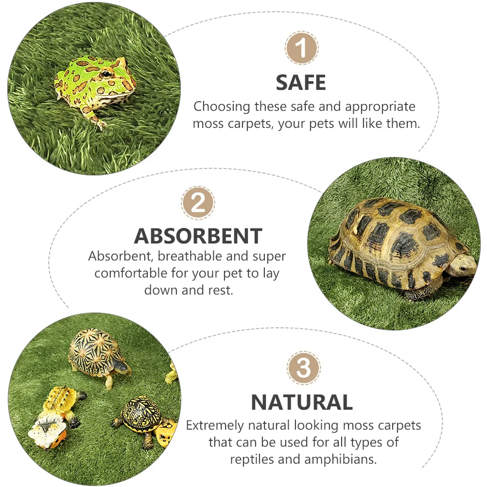 

2Pcs Reptile Moss Carpets Moisturizing Simulated Moss Mats Natural-Looking Absorbent Crawling Pets Green Fake Lawn