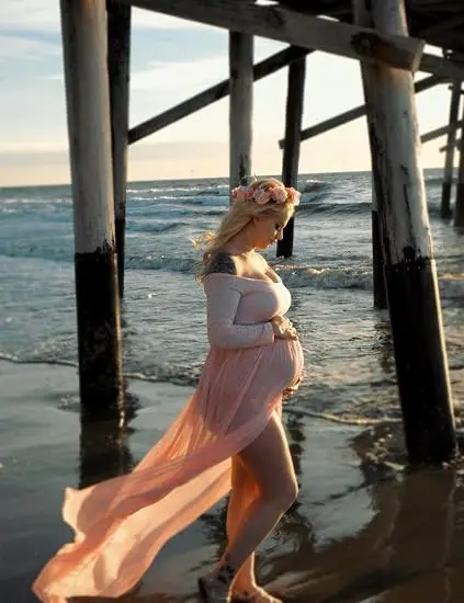 Maternity Maxi Chiffon Photography Dress Split Front Gown for Photoshoot