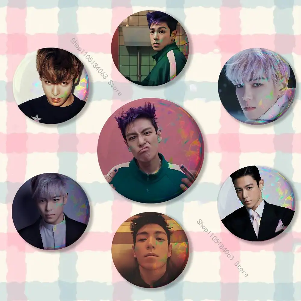 T-TOP C-Choi S-Seung Hyun Creative Round Badge Button Pin Bag Decor Fans Collection Friends Gift Brooch