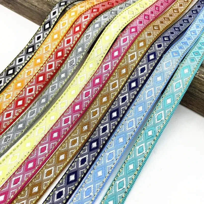 2Yards 12mm Vintage Ethnic Style Embroidery Ribbon Lace for DIY Clothes Bag Accessories Embroidered Fabric for Sewing Decoration