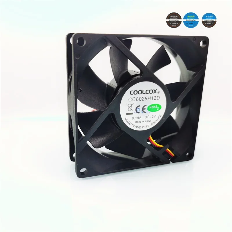pa 80*80*25MM Brand  CC8025H12D dual ball temperature control PWM 12V 0.19A 8025 chassis 8CM cooling fan