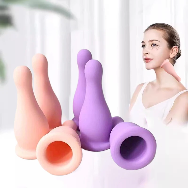 Silicone Vacuum Cupping Massage Jars Anti Cellulite Massage Facial Suction Cups Face Neck Lift Skin Scraping Guasha Anti Wrinkle