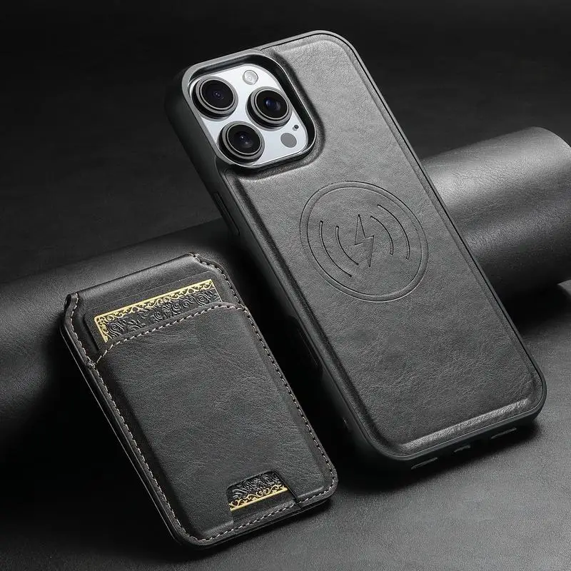 

Magnetic Leather Phone Case Detachable Card Bag Phone Case Magnet Suction Card Insertion Bag 2-in-1 Luxury Protective Case Cover