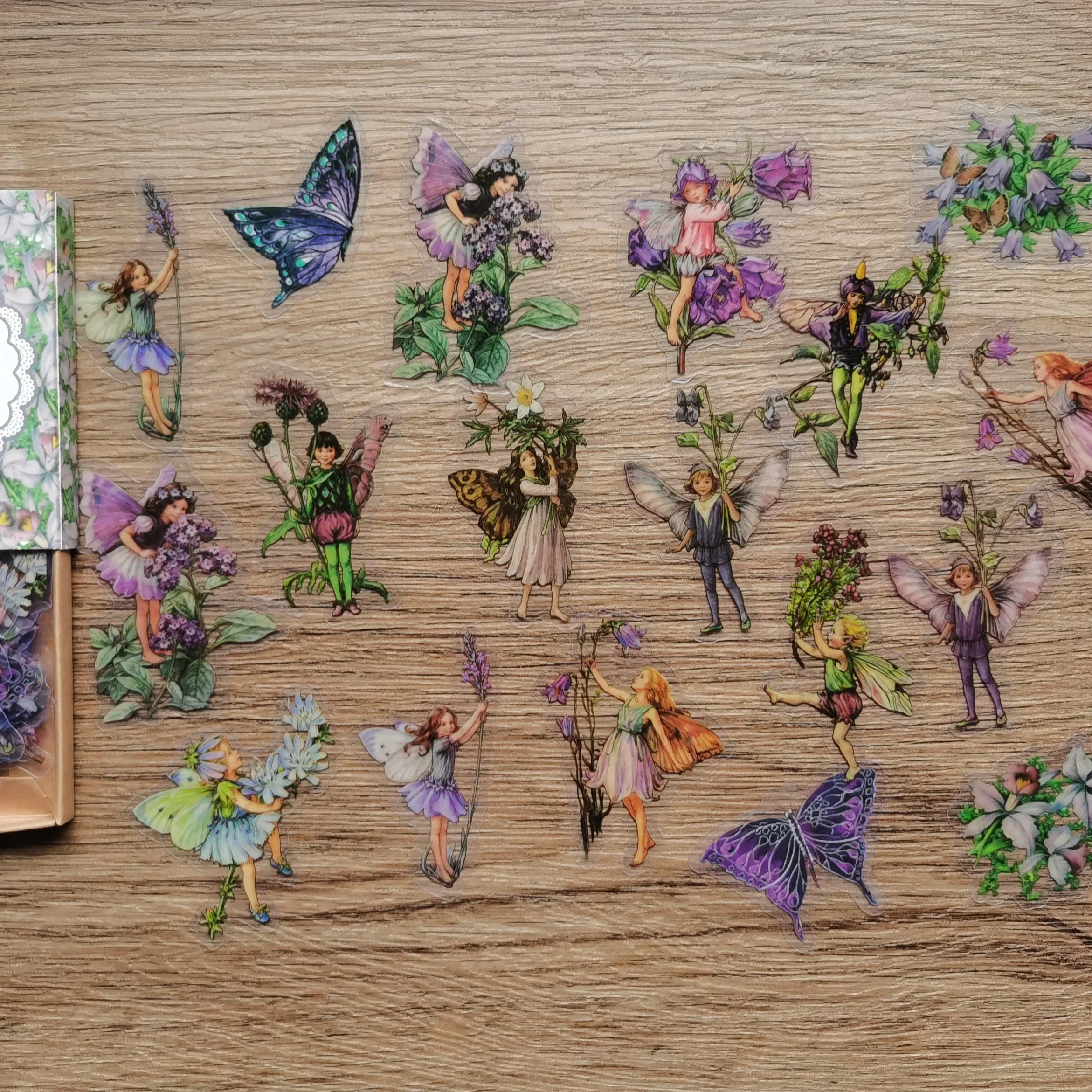 45 pz/scatola impermeabile PET Fairy Butterfly Stickers Vintage Flower Elfin Sticker etichetta Deco per Scrapbooking Album Kawaii decalcomanie