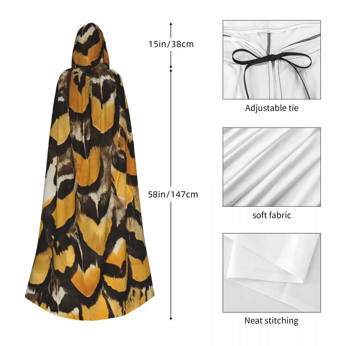 ريشة طويلة مقنعين عباءة الساحرة القرون الوسطى زي تأثيري كيب هالوين مصاص دماء الكبار للجنسين