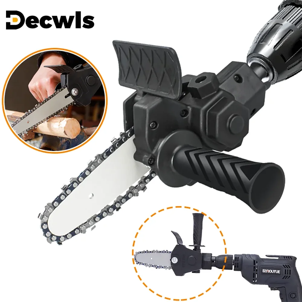 4/6Inch Electric Drill to Electric Chain Saw Adapter Home Portable Chainsaw Wood/Plastic/Metal Cutting/Woodworking Trimming Tool