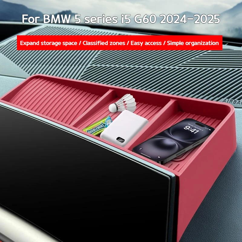 

For BMW 5 Series i5G60 2024-2025 Car screen rear storage box with silicone navigation ETC for storing auto parts and accessories