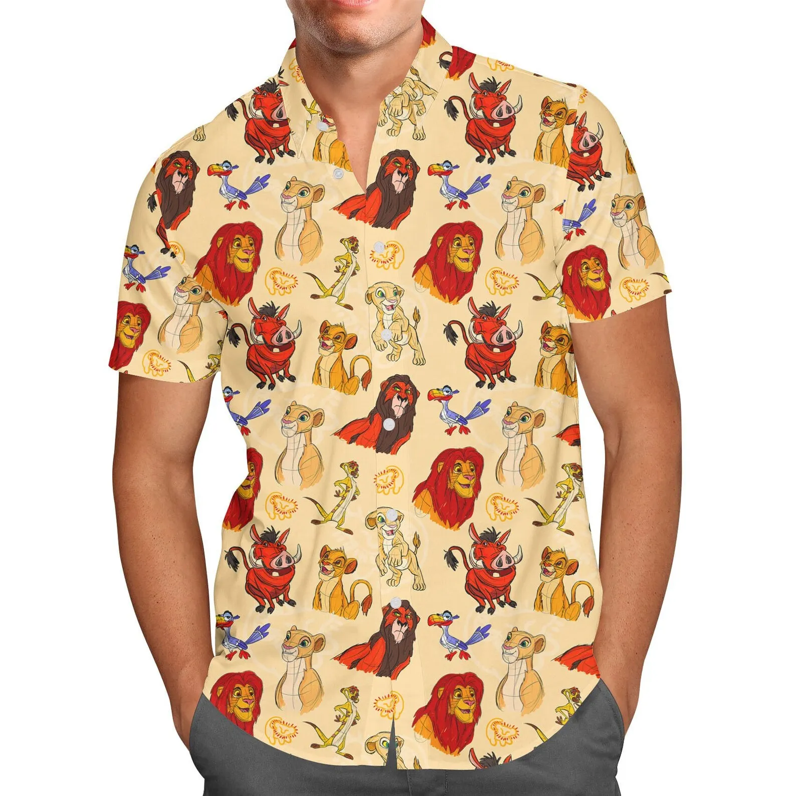 

The Lion King Simba Hawaiian Shirt Men Women Summer Short Sleeve Button Up Shirt Casual Beach Shirt Disney Hawaiian Shirt Top