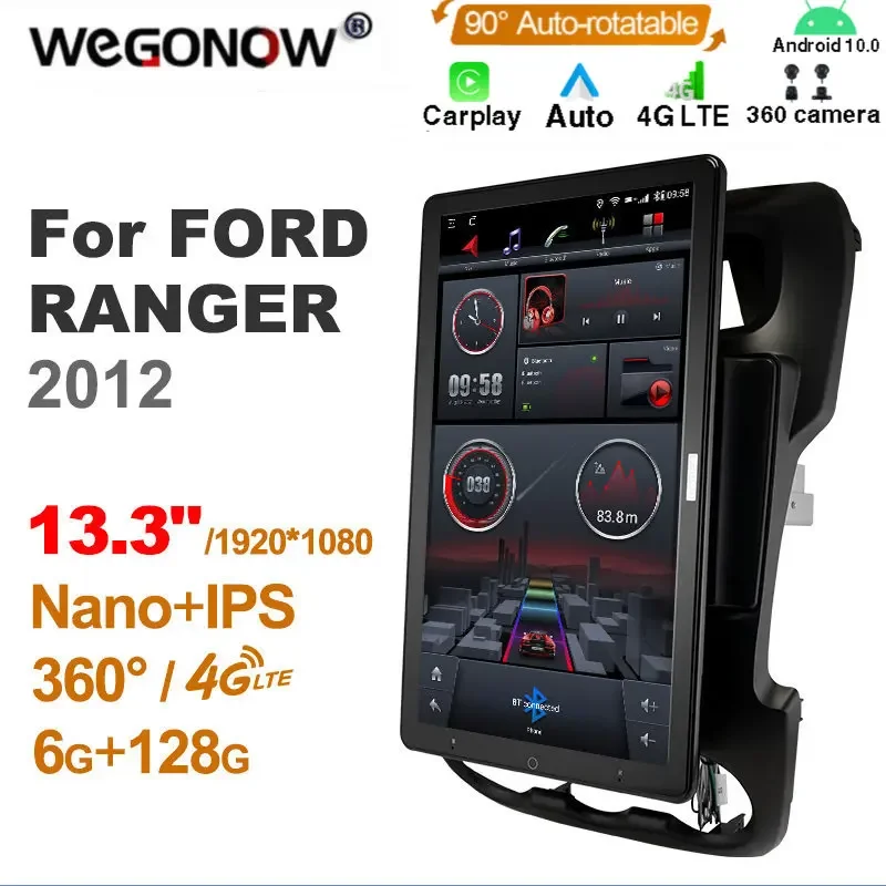 

1920*1080 Nano Ownice Android 10,0 для FORD RANGER 2012 автомобильное радио Видео Аудио блок 13,3 дюймов IPS поворотный 360 6G 128G Тесла стиль