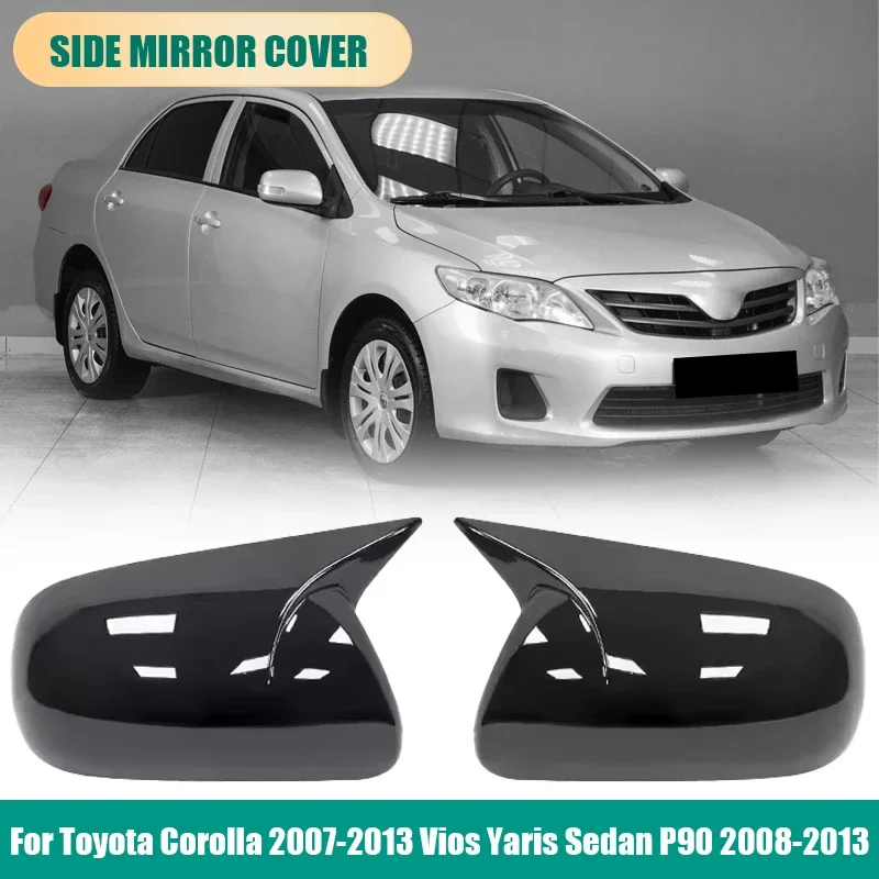 

Сменные накладки на боковые зеркала заднего вида для Toyota Corolla 2007-2013, Vios, Yaris Sedan P90 2008-2013, глянцевые черные, под карбон