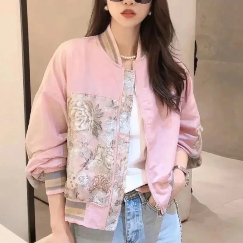 

Spring Autumn Zip-up Loose Bomber Jacket for Women Fashion New Products Trend 2024 Harajuku Cheap Baseball Aviator Coat Woman