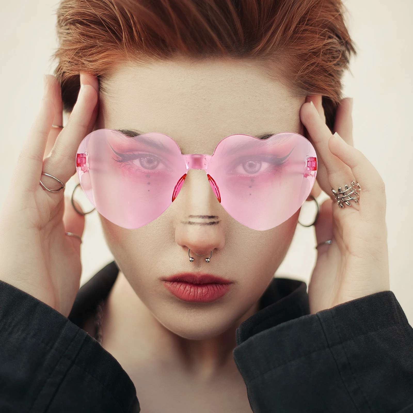 

Pink Boa Heart Glasses Set Women Scarf Vintage Accessories Lightweight Fashionable Costume Props for Parties Prom