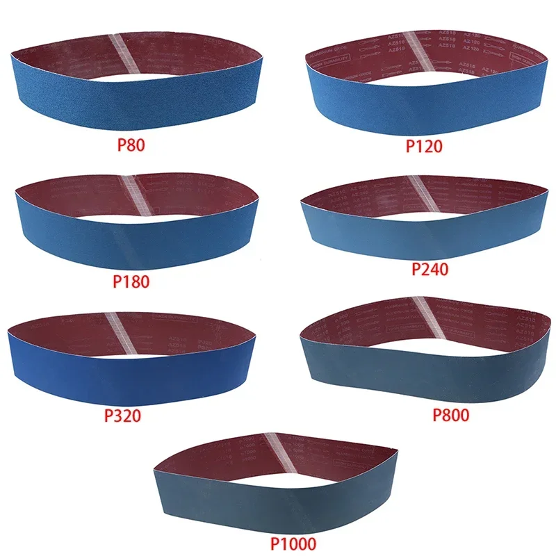 5pcs 100*915mm Zirconium Corundum Sanding Belts Blue Sandpaper 80/120/150/180/240/320/800/1000 Grits Polishing Belt Bands Tool