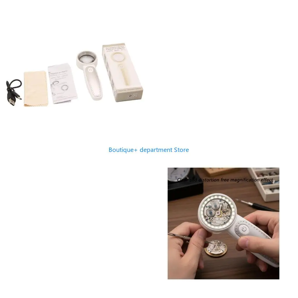E1PD 35X Handhelds Magnifier 8 LED Illuminated Glass with Light for Senior
