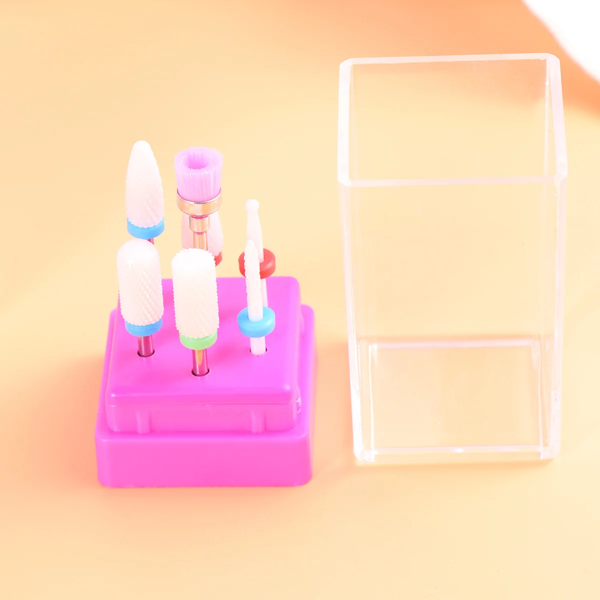 

7Pcs Manicure Drill Bits Set Nail Art Tools Kit for Natural Artificial Nails Portable Storage Case Quartz Grinding Head