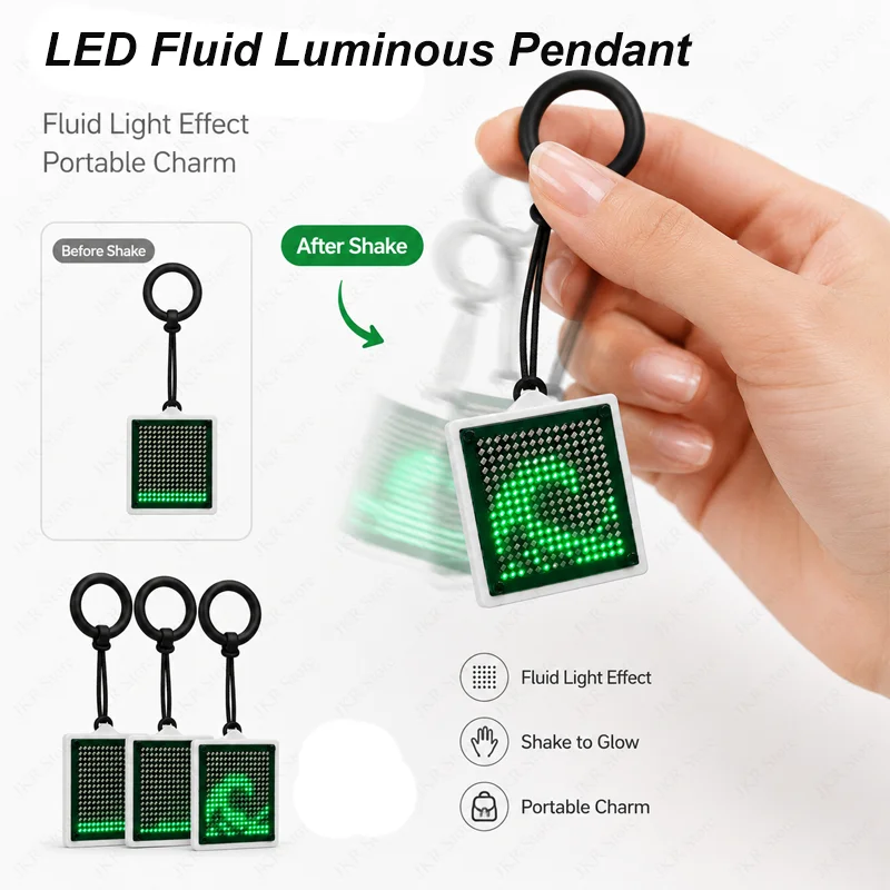 LED Fluid Simulation Water Flow Luminous Ornaments Desktop Decor For Bag Pendant Room Atmosphere Decoration Gift