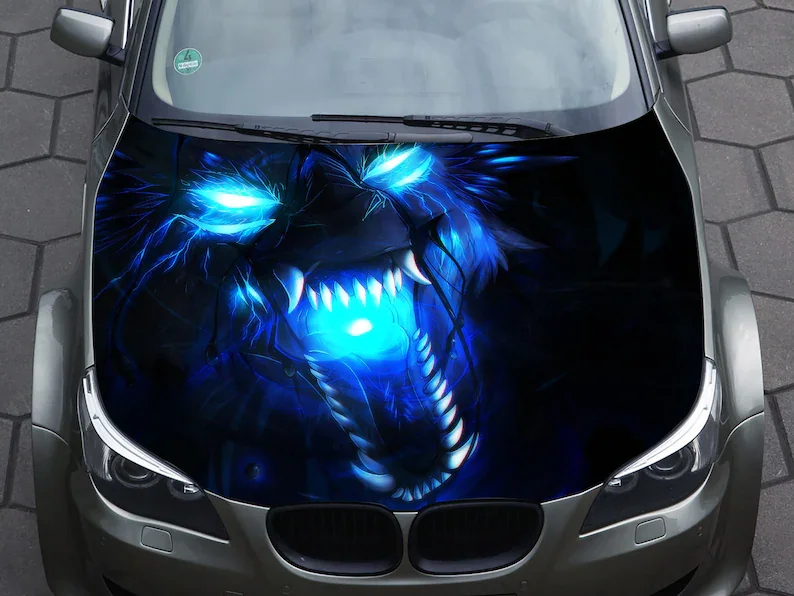 

car hood decal wolf fury vinyl sticker graphic decal truck decal truck graphic hood decal f150 dragon blue flame