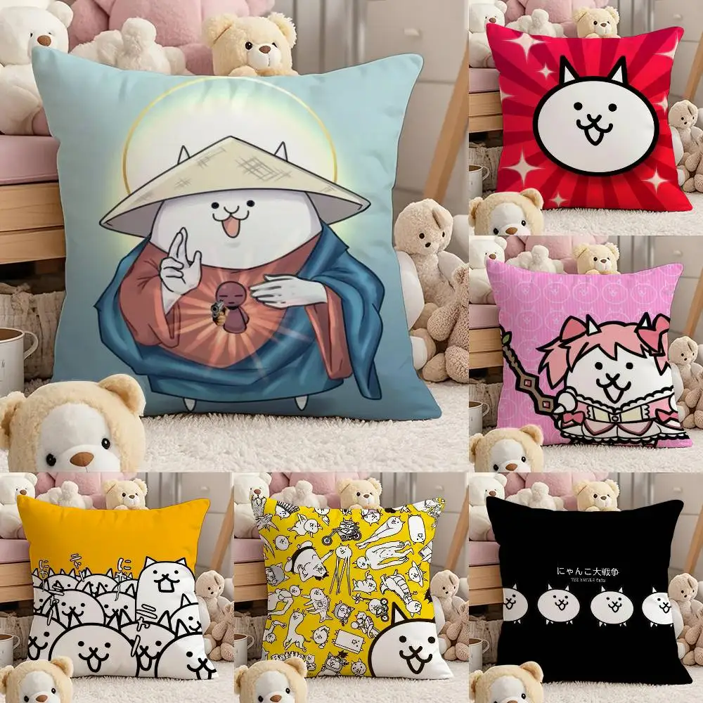 

B-Battle Cats Anime Pillow Case Comfort Sofa Bed Silky Elegant Invisible Zipper Custom Decorative Cushion Cover