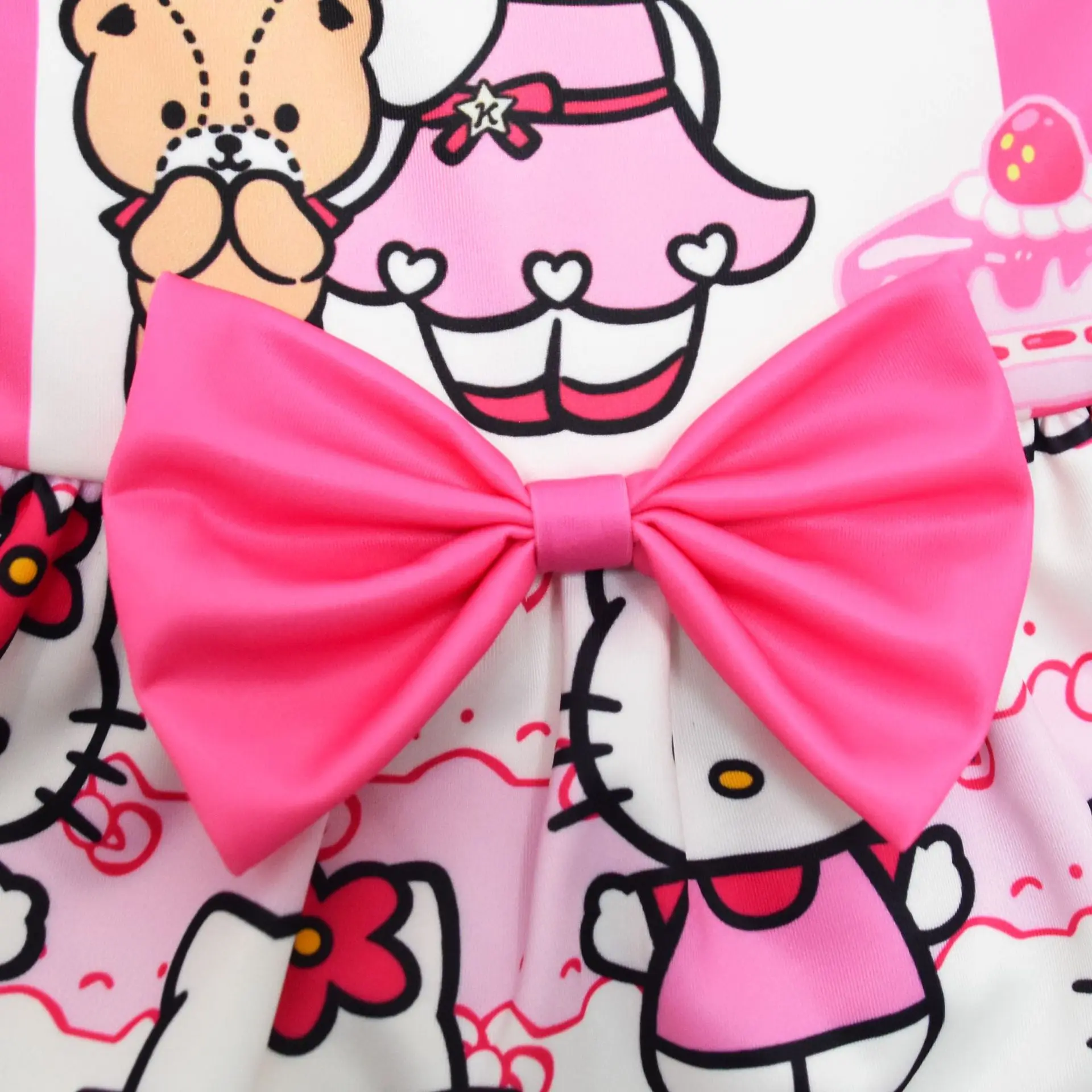 Hello Kitty Fashion Cartoon Children Sleeveless Pleated Dress Princess Dress for Girls Baby Birthday Christmas Party Dresses