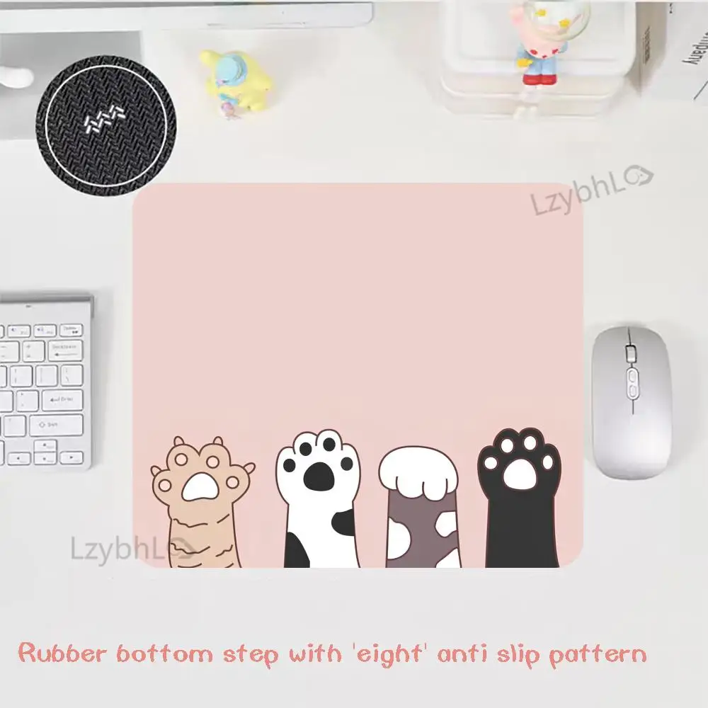 Cute Cat Paw Mouse Pad Square Rubber Anti-slip Mousepads HD Computer Office Game Table Mats Small Gaming Decor Desk Mat 450*400