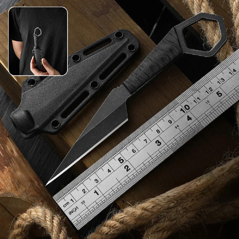 New Outdoor mini necklace hanging neck knife, EDC portable knife, multi-functional straight knife, self-defense