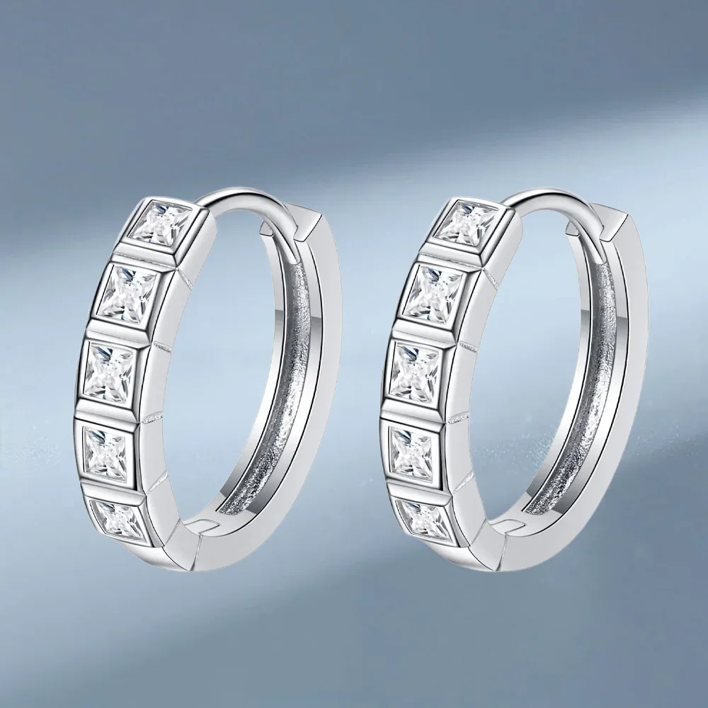 

Женские серьги-кольца с квадратными бриллиантами 0,8 карата, сверкающие платиновые компактные серьги Pt950, свадебные ювелирные украшения, подарок