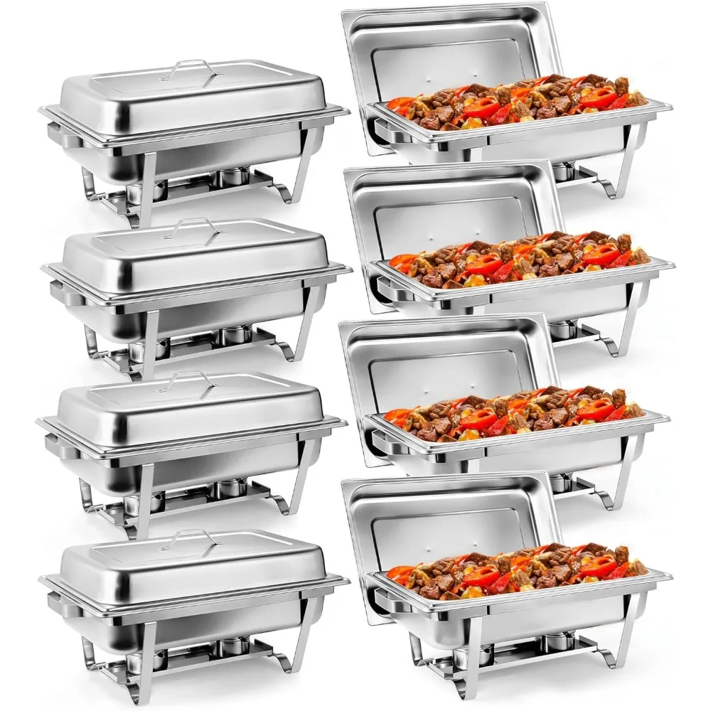 

Chafing Dish Buffet Set 9 Qt Stainless Steel Complete Chafer Set Catering Warmer Set with Water Pan, Fuel Holder for Parties, Di