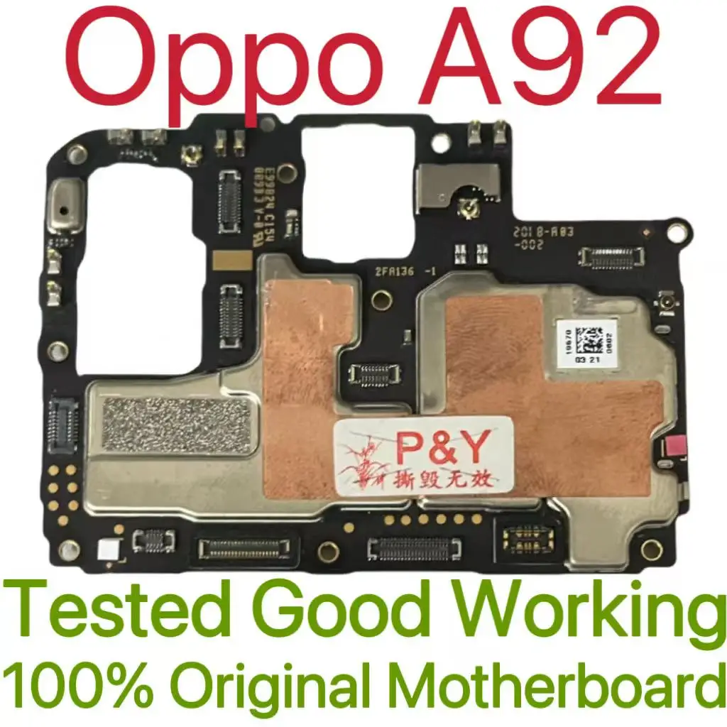 Global Version Original Unlocked Motherboard for Oppo A92 Good Work Fully Tested Circuit Plate Main Logic Board for Oppo A92