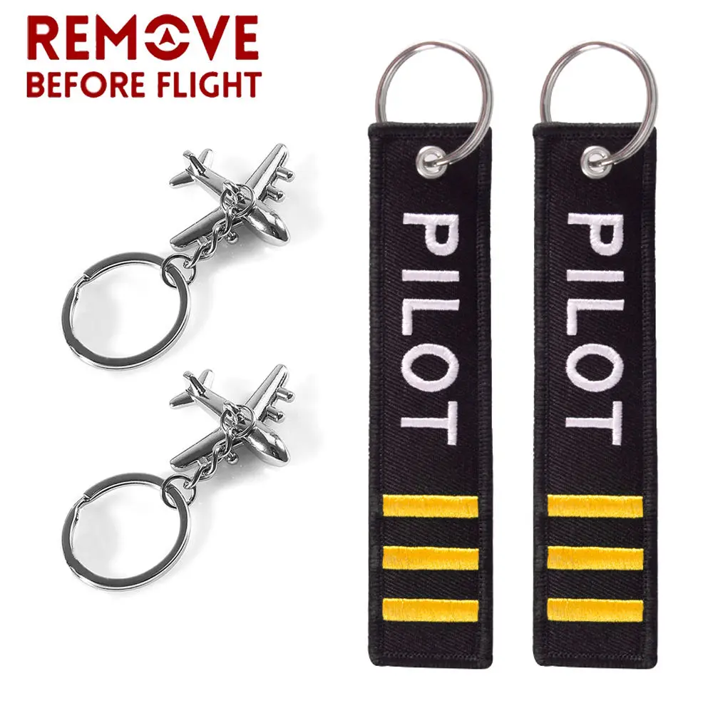 2PCS Pilot Gifts Airplane Keychain Model Key Ring Creative Aircraft Keyfob For Funny New Pilot Jewelry For Women Men