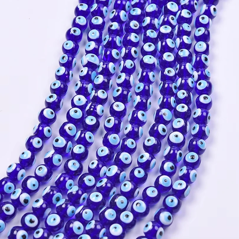 

10-200pcs 10mm Handmade Glass Blue Evil Eye Beads Hamsa Hand Religious Charms Round Evil Eye Beads For Jewelry Making Bracelets