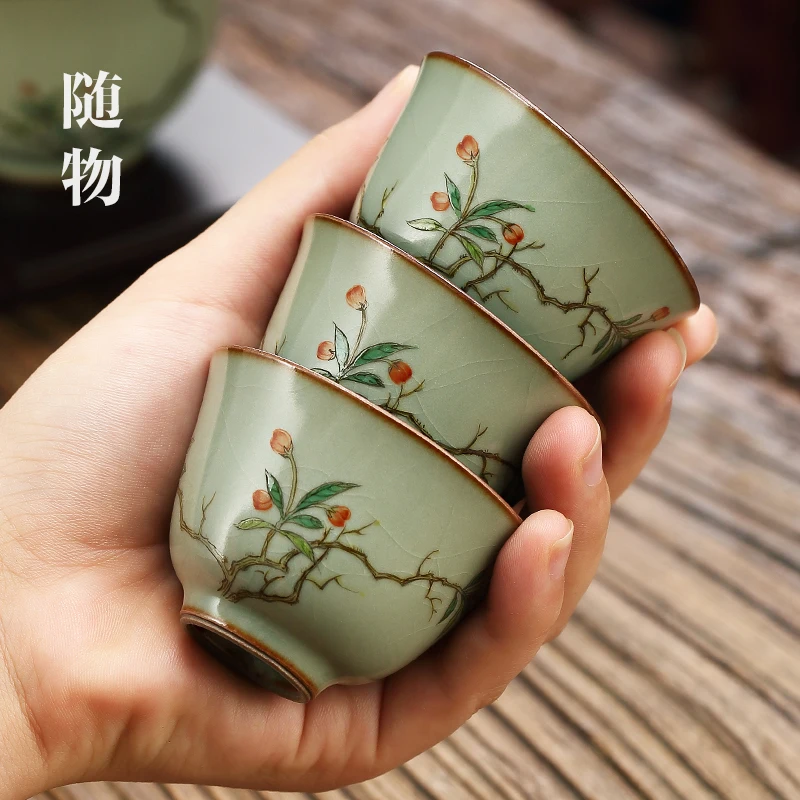 Grass Green Ru Kiln Opening Can Cultivate Small Size Single Kung Fu Set Ceramic Tea Master Cup