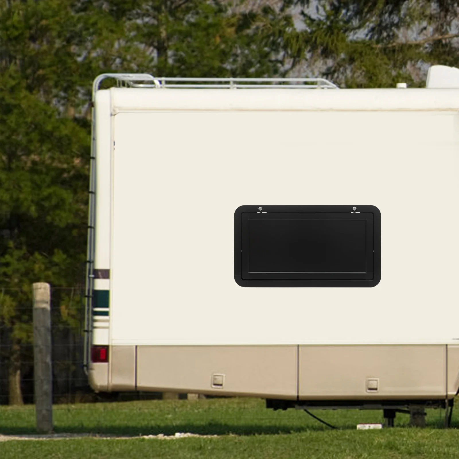 طاولة قابلة للطي للاستخدام الخارجي RV، طاولة نزهة مثبتة على الحائط قابلة للقفل، تصميم مستطيل أسود 800 × 450 مم، دعم الوزن الثقيل 25 كجم/55 رطل #2