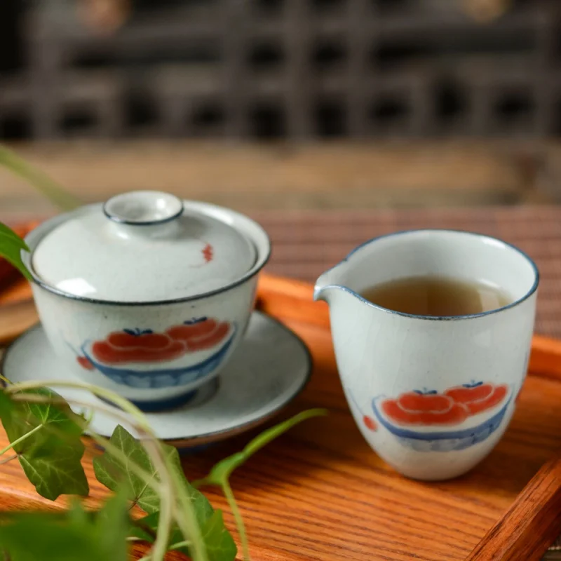 Blue and White Porcelain Hand Drawn Tea Pitcher Stoneware Kung Fu Tea Utensils Jingdezhen Handmade Porcelain Tea Seafood Tea War