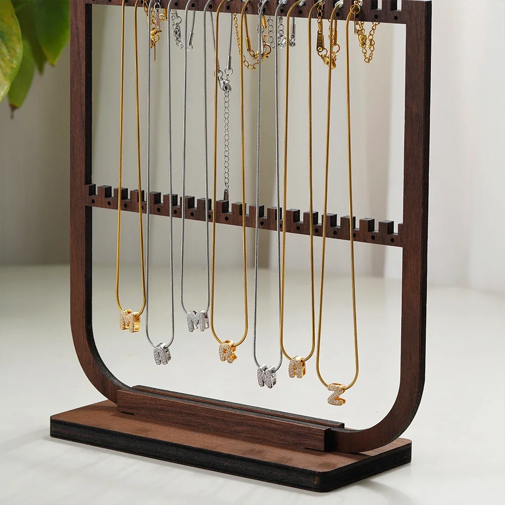 Modische Kleine CZ Zirkon Initial Alphabet Anhänger Halskette Vergoldeter Edelstahl A-Z Buchstaben Halsketten Geburtstagsgeschenke Schmuck – Detail 8