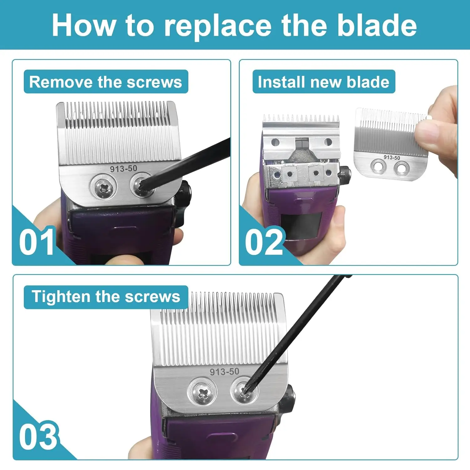 شفرة متوسطة بديلة 91350 قابلة للتعديل متوافقة مع Oster Fast Feed 076023 وCaloper Pro Clippers 076830 رأس الملحقات