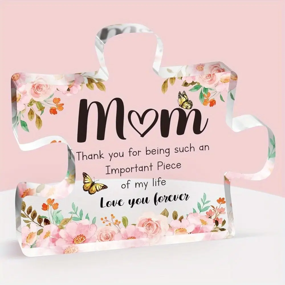 A Delicate Mother's Day Gift for Mom - Engraved Acrylic Block Puzzle - Perfect for Mother's Day, Thanksgiving, and Birthday Gifts to Show Gratitude to Mom, Creatively Designed by Daughters and Sons